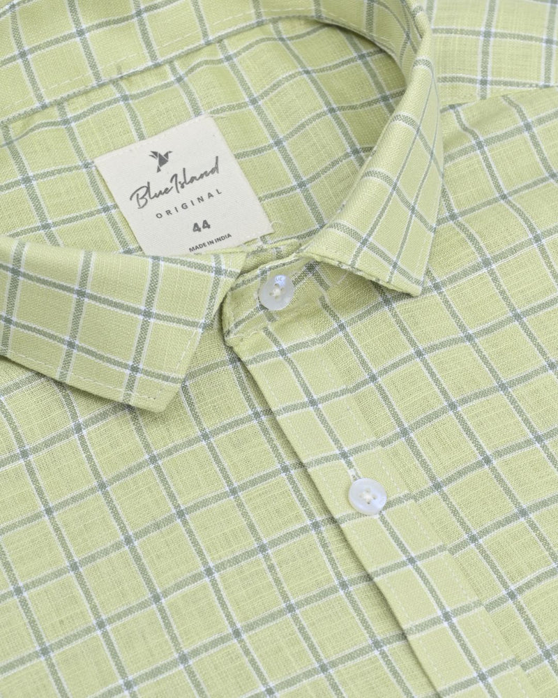 Lime Green Box Checks-Full-Bamboo Linen