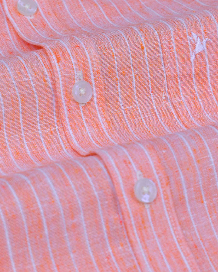 Tango Orange Stripes -Full-Bamboo Linen