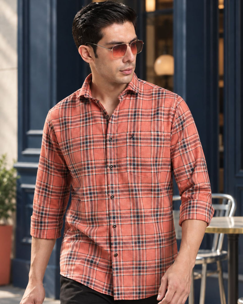 Fawn Orange Checks -Full-Stain Proof
