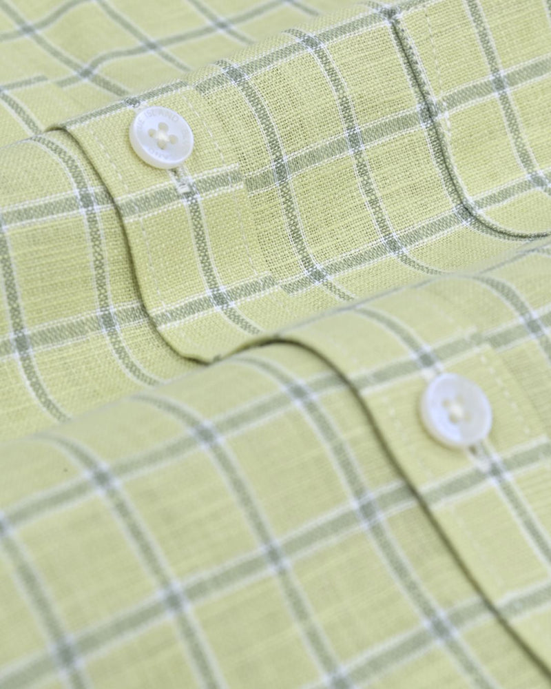 Lime Green Box Checks-Full-Bamboo Linen