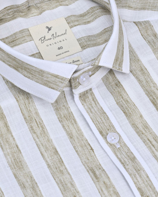 Desert Brown Broad Stripes -Full-Bamboo Linen