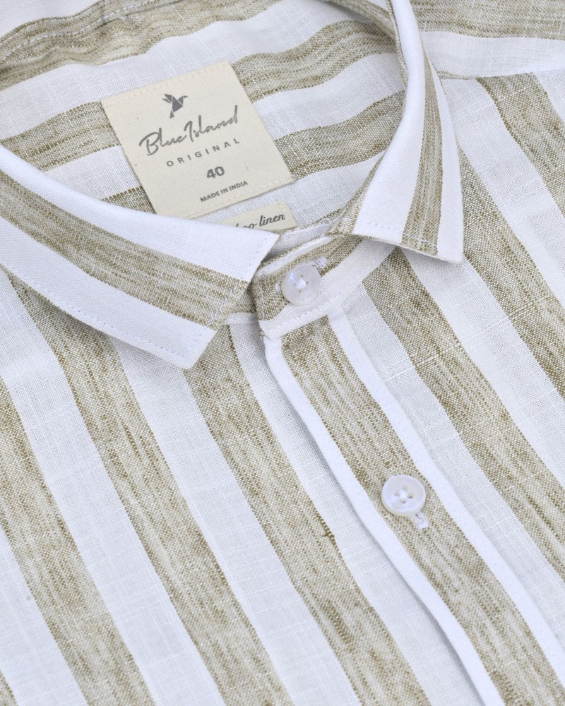 Desert Brown Broad Stripes -Full-Bamboo Linen