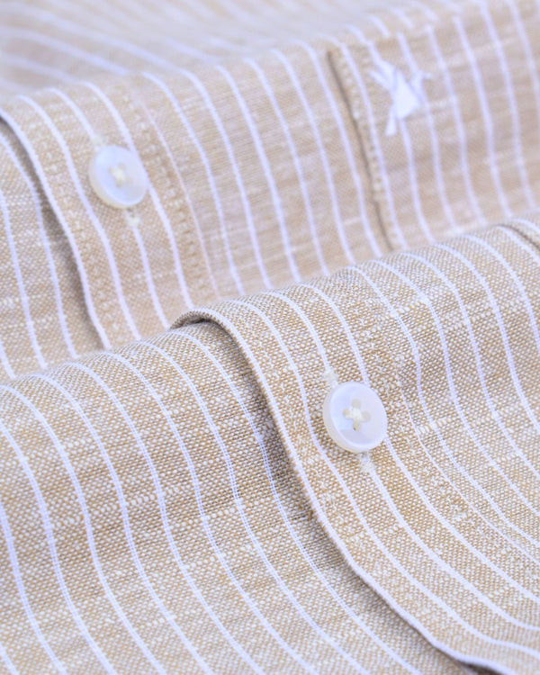 Sandal Brown Mini Stripes -Full-Bamboo Linen