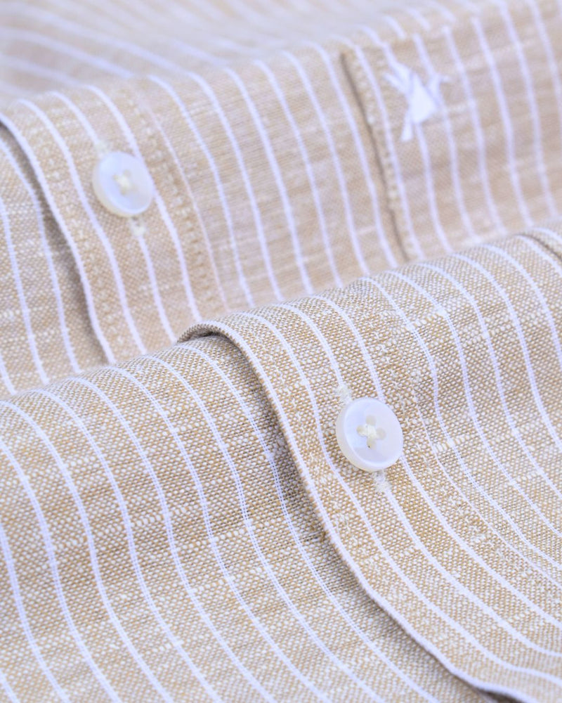 Sandal Brown Mini Stripes -Full-Bamboo Linen