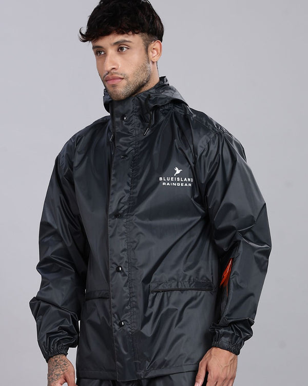 Grey - Rain Jacket with Pant and Mobile Pouch