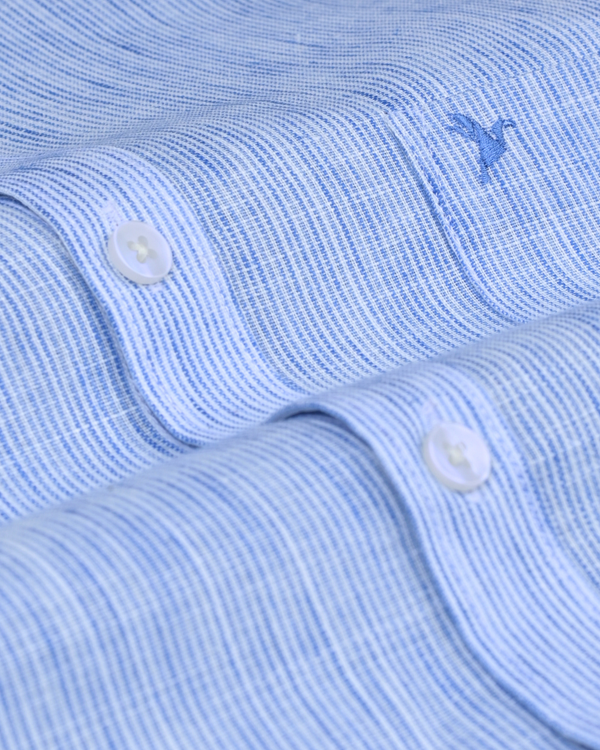 Blue Grid Stripes -Full-Bamboo Linen