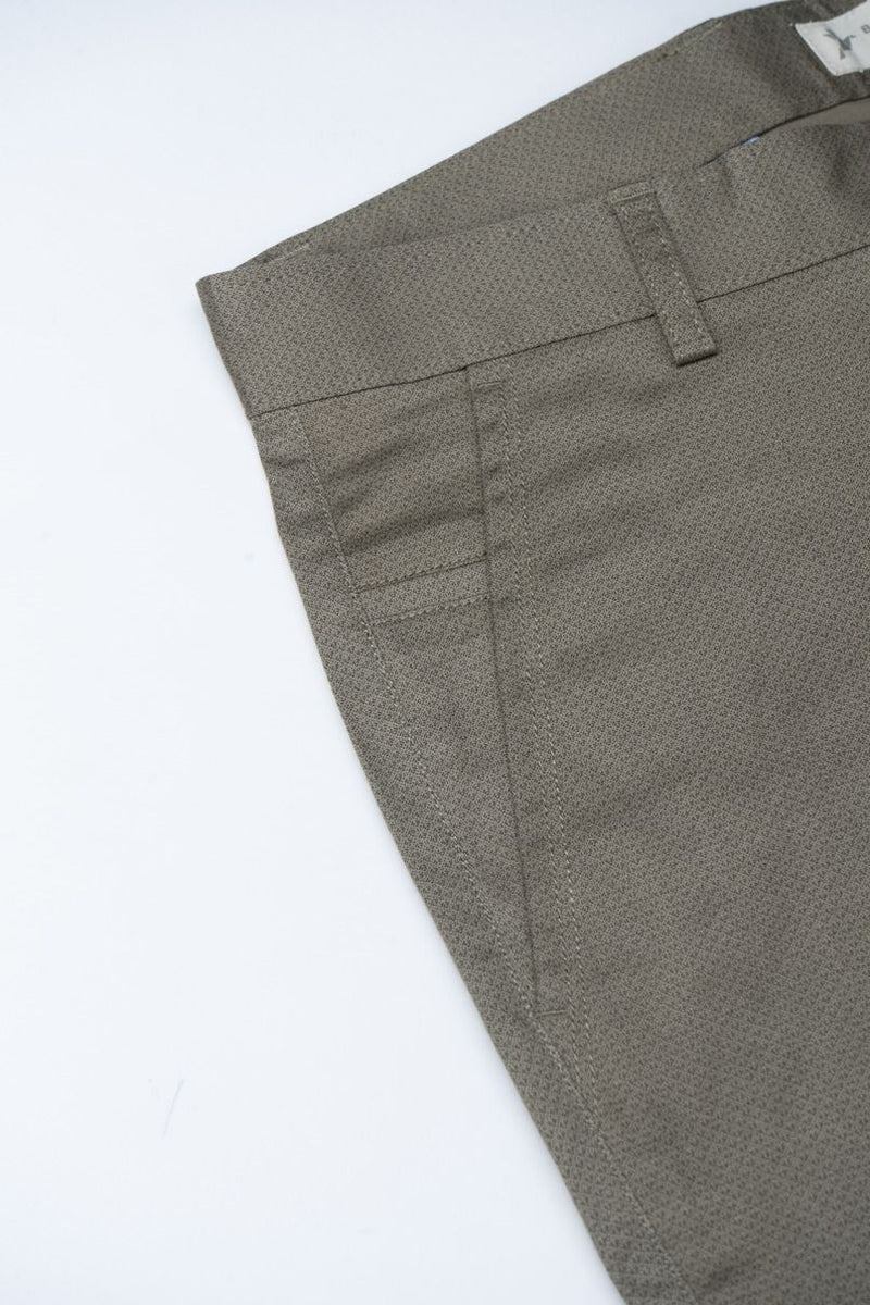 Khaki Green Tri Printed - 2 way stretch - COTTON PANT