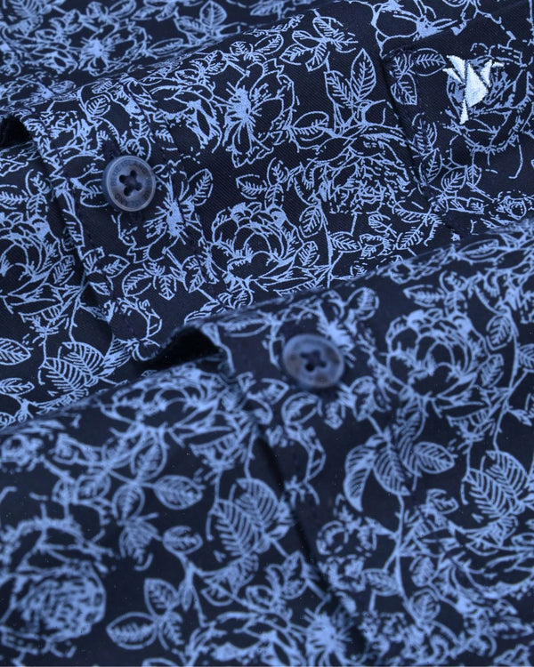 Navy Blossom Print -Full-Stain Proof