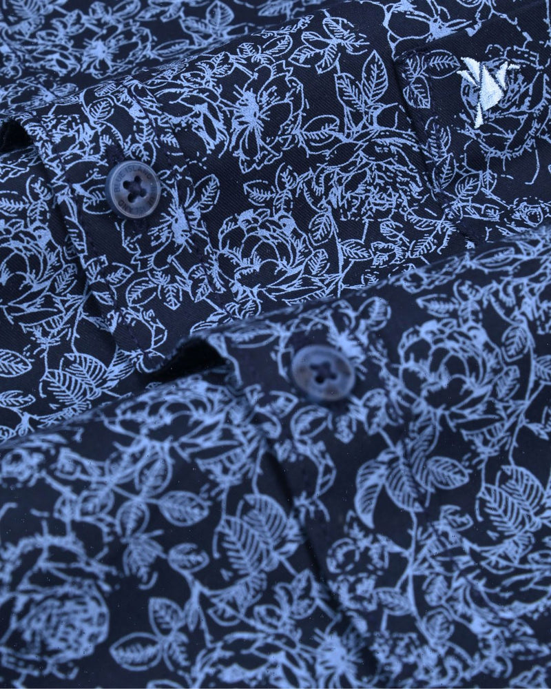 Navy Blossom Print -Full-Stain Proof