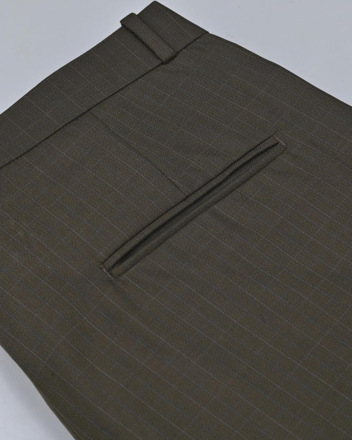 Taupe Brown Double Colour Checks - Wrinkle free Formal Pant