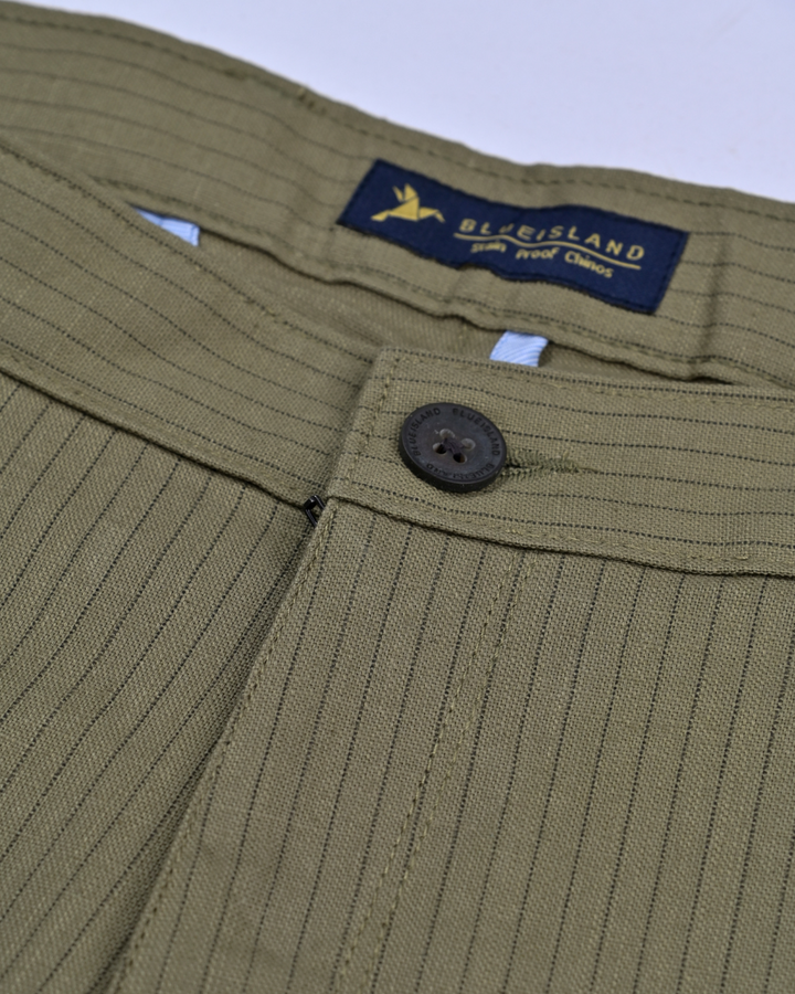 Green Dotted Lines - 2 way stretch - COTTON LINEN PANT