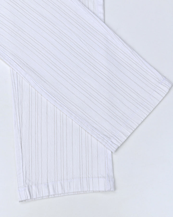 White Double Lines - 2 way stretch - COTTON LINEN PANT