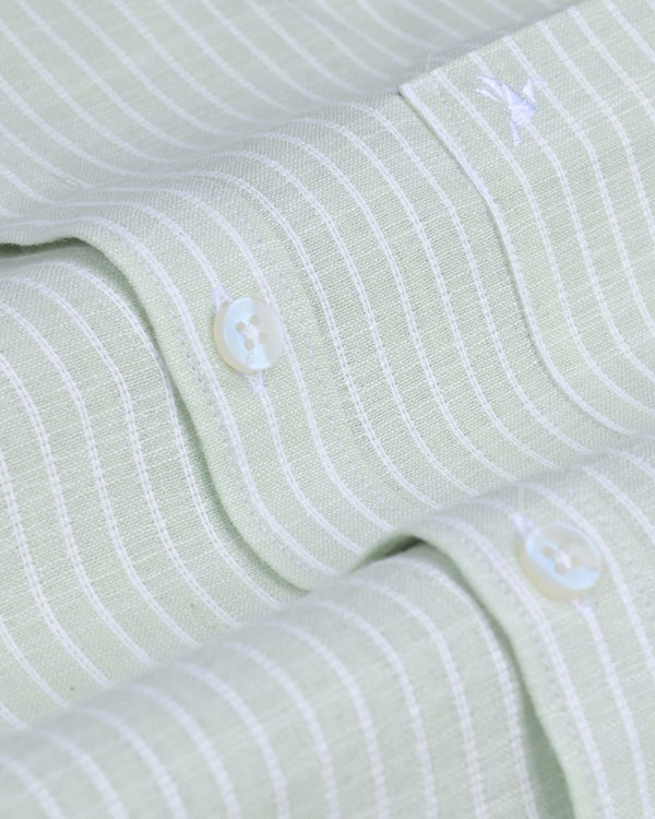 Lite Green Stripes -Full-Bamboo Linen