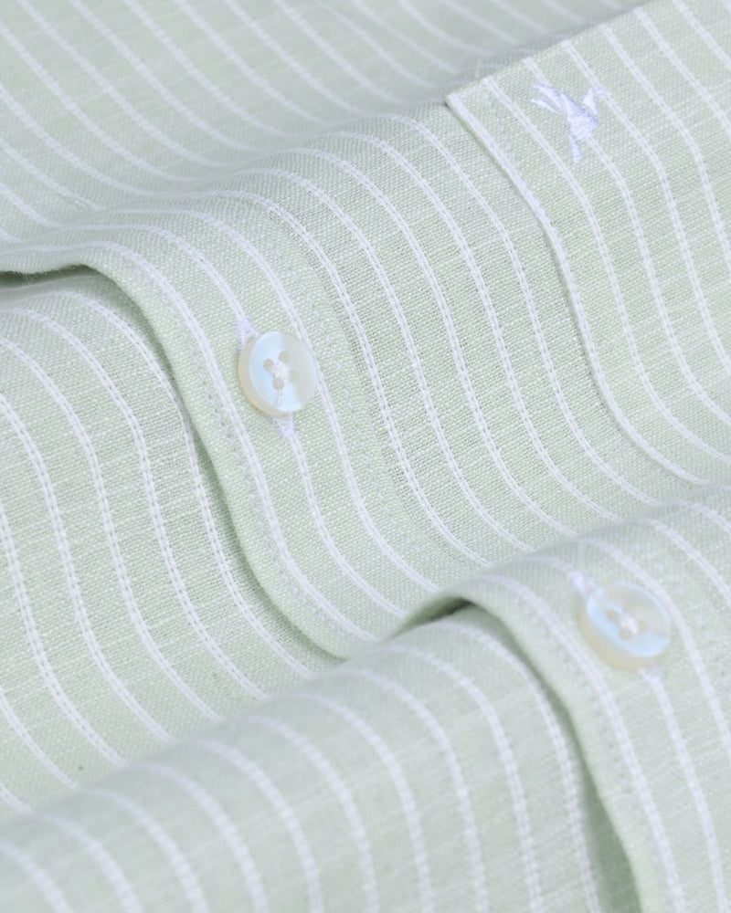 Lite Green Stripes -Full-Bamboo Linen