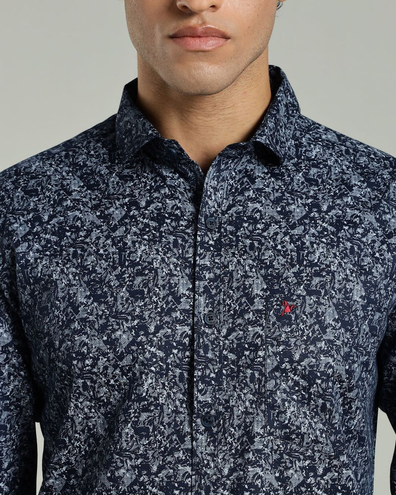 Navy Blue Mystery Print -Full-Stain Proof
