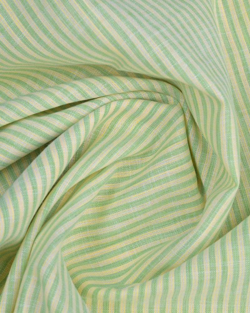 Spring Green & Yellow Stripes -Full-Bamboo Linen
