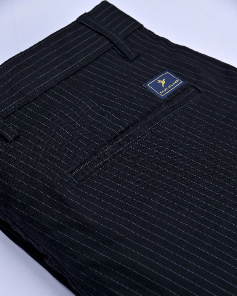 Black Dotted Lines - 2 way stretch - COTTON PANT