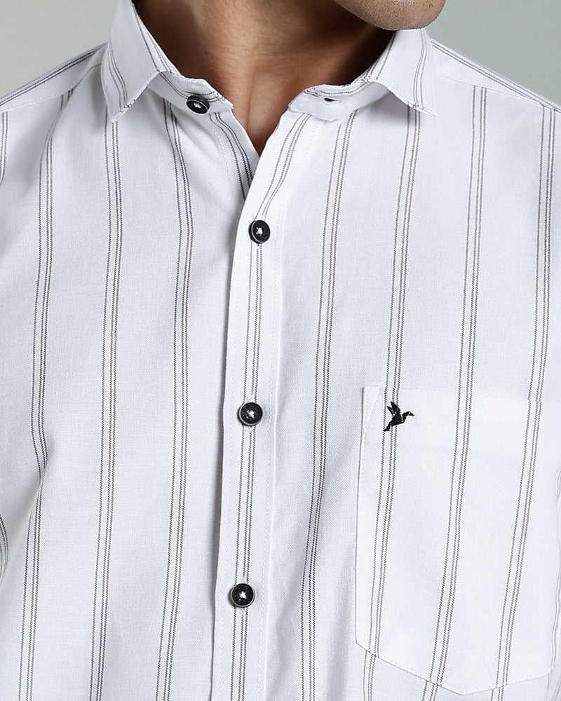 White & Black Multi Line Stripes- Full-Stain Proof