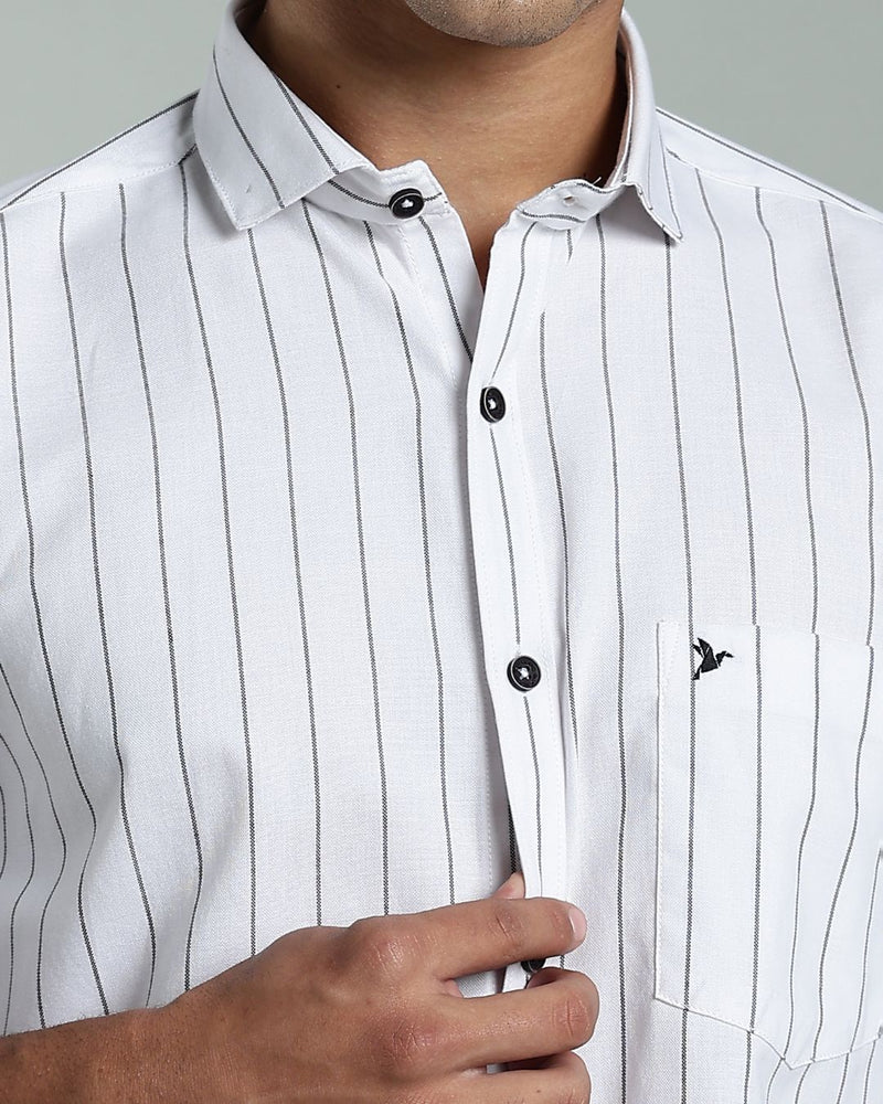 Rich White & Black Stripes- Full-Stain Proof