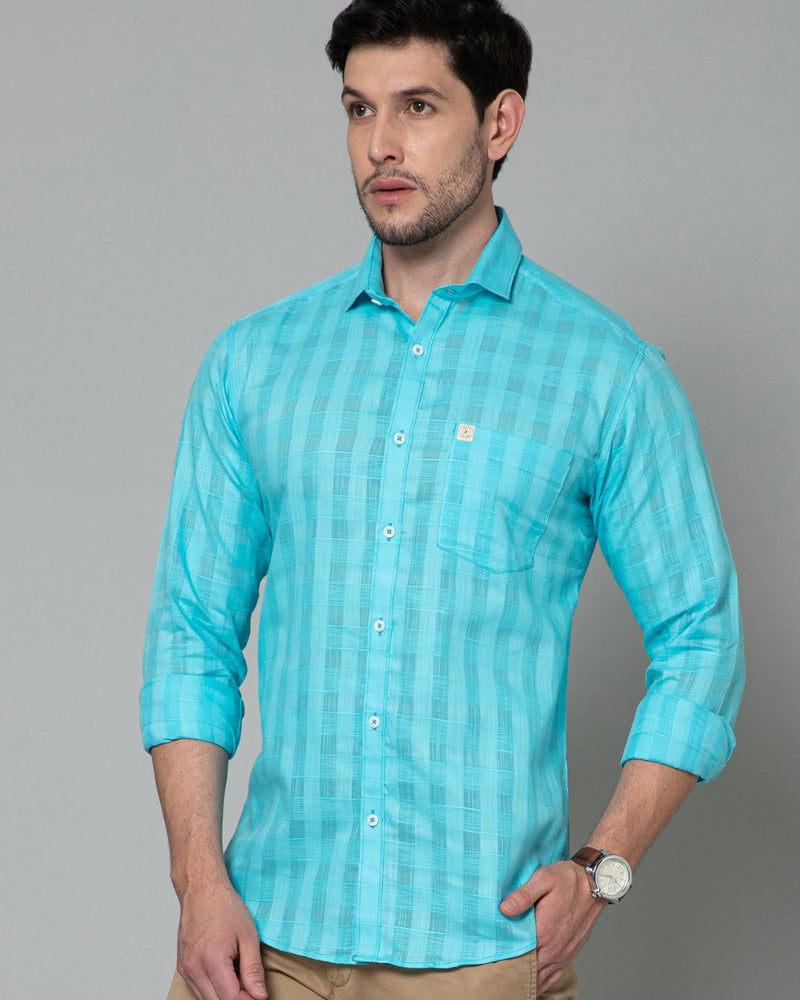 Aqua Blue Self Checks - Full-Stain Proof