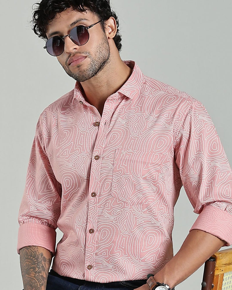 Pastel Pink Wavy Lines Print-Full-Stain Proof