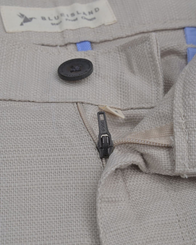 Textured Cream - 2 way stretch - COTTON PANT