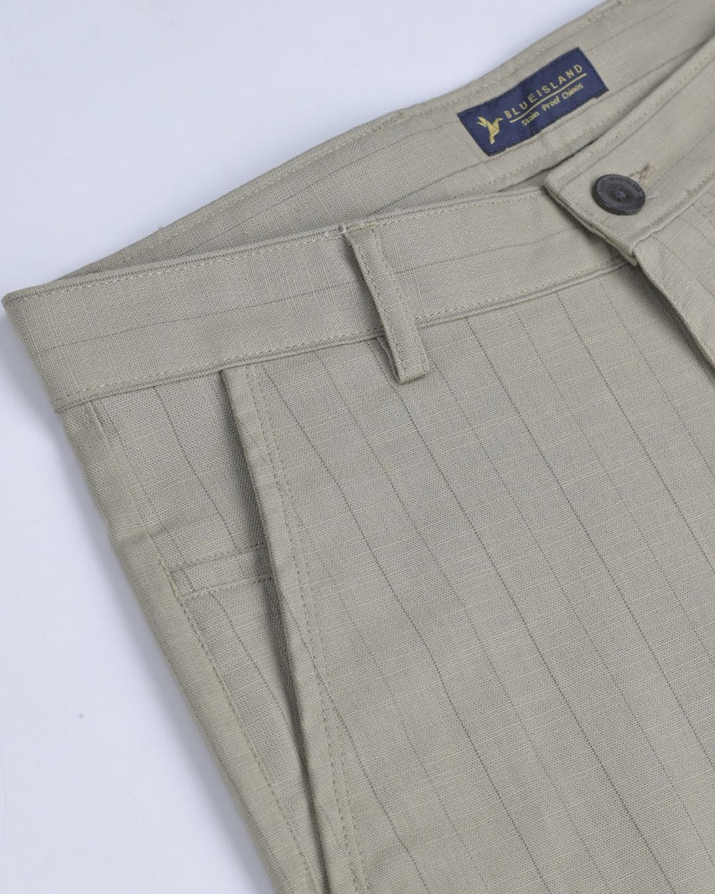 Lite Khaki Vertical Stripes - 2 way stretch - COTTON PANT