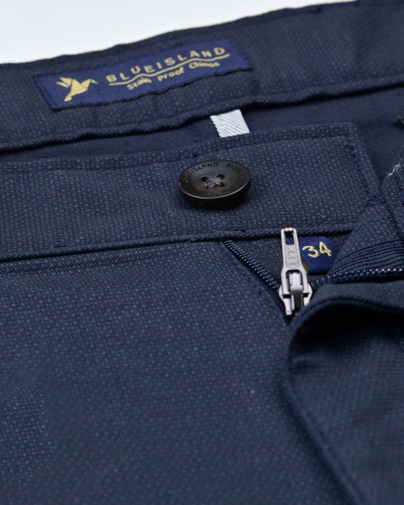Navy Dot Printed - 2 way stretch - COTTON PANT