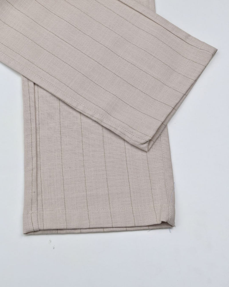 Cream Vertical Stripes - 2 way stretch - COTTON PANT
