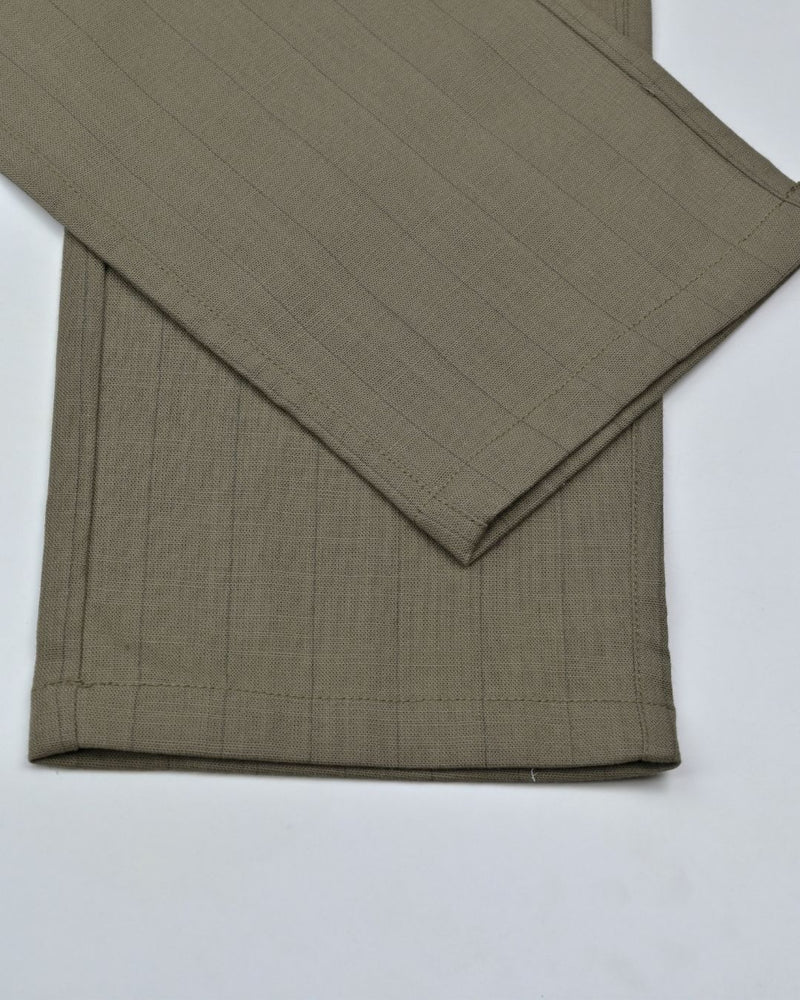 Brown Vertical Stripes - 2 way stretch - COTTON PANT