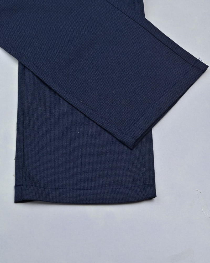 Navy Mesh Printed - 2 way stretch - COTTON PANT