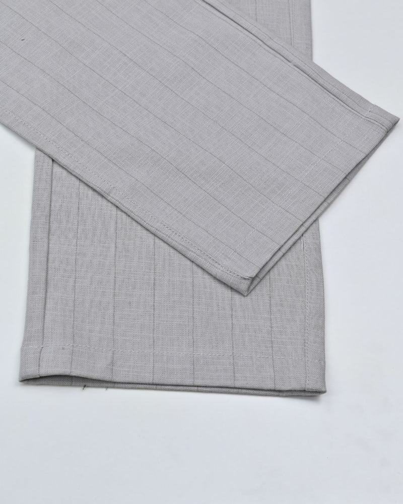 Dusty Grey Vertical Stripes - 2 way stretch - COTTON PANT