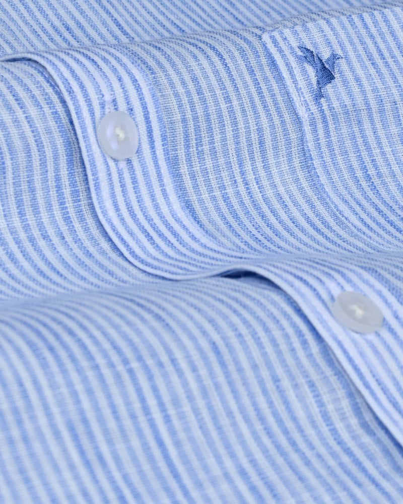 Blue Grid Lines -Full-Bamboo Linen