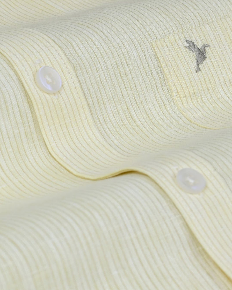 Yellow Small Stripes -Full-Bamboo Linen