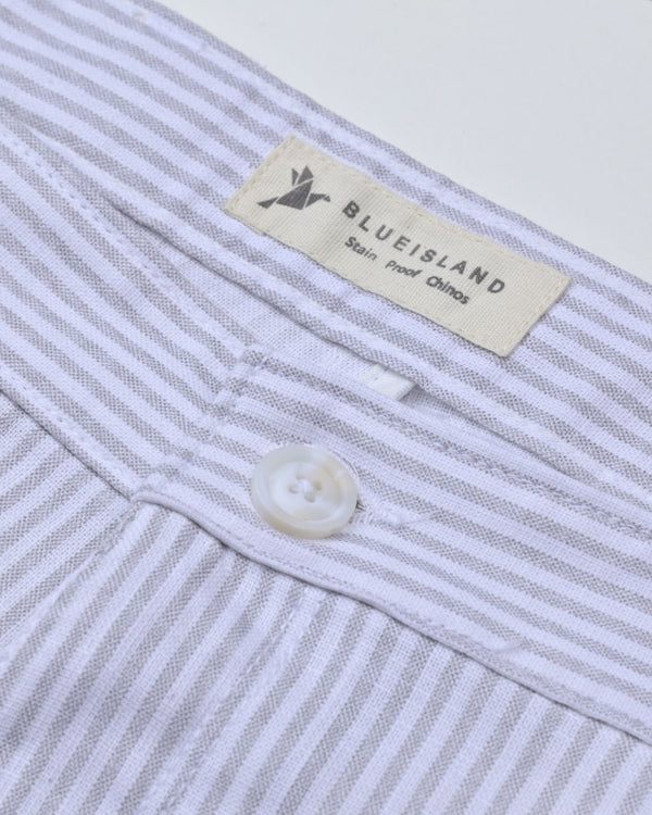 White Mini stripes - 2 way stretch - COTTON PANT