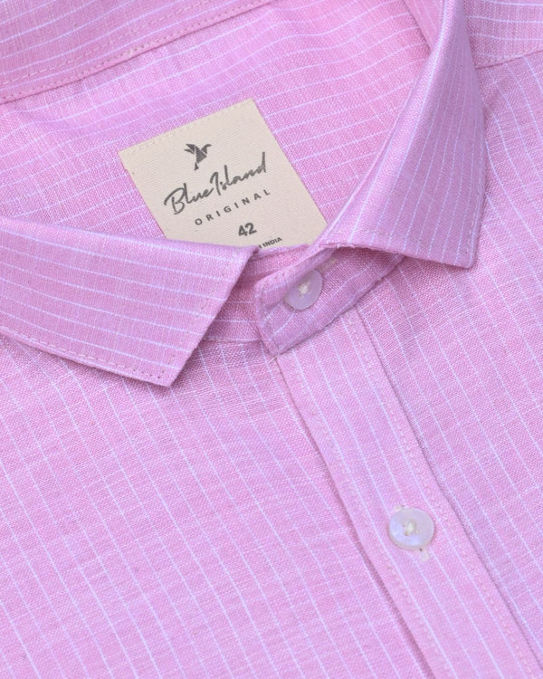 Pink Mini Stripes -Full-Bamboo Linen