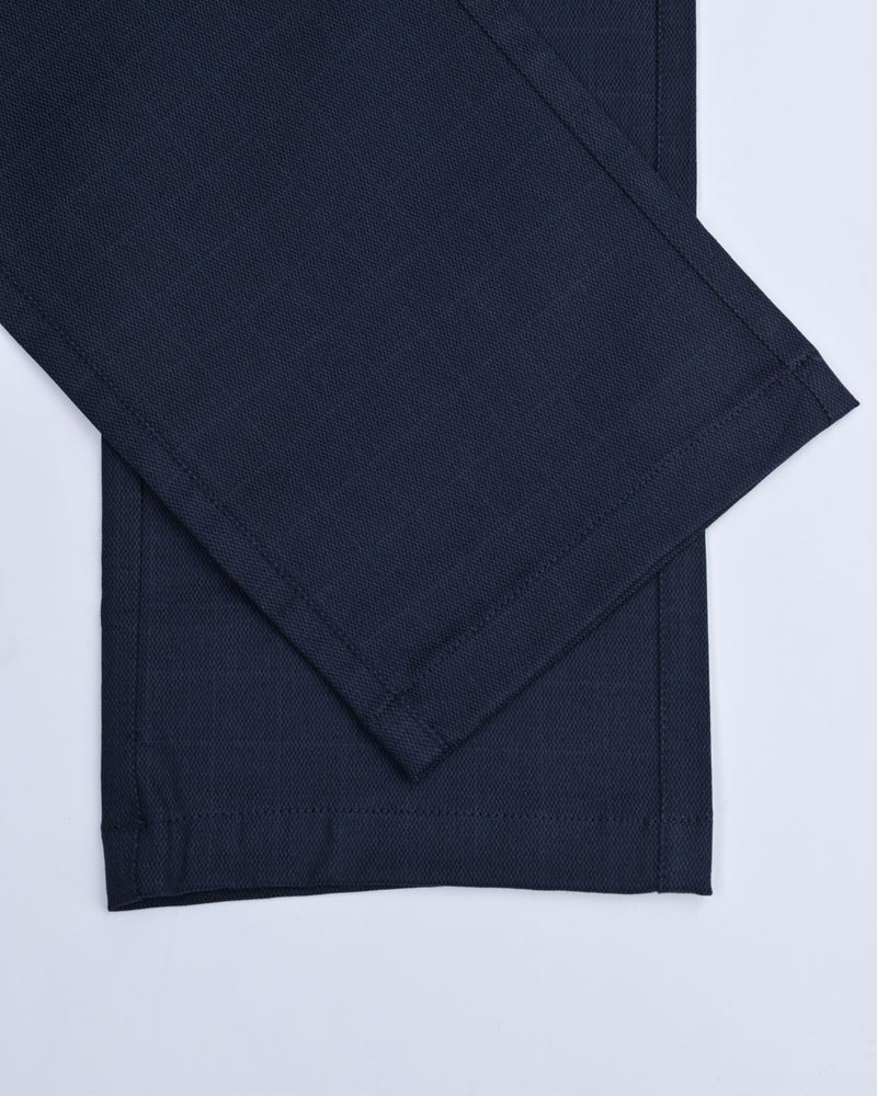 Navy Wavy Checked - 2 way stretch - COTTON PANT