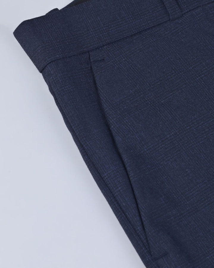 Dark Blue Cross Line Checked - Wrinkle free Formal Pant