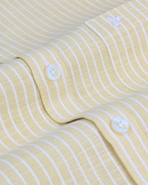 Golden Yellow Stripes -Full-Bamboo Linen
