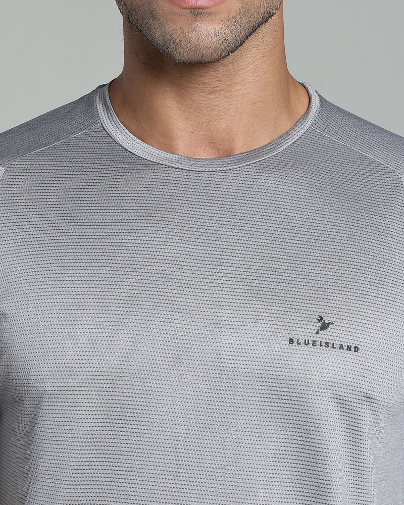 Lite Grey Dotted Lines - Active wear Round neck Tshirt
