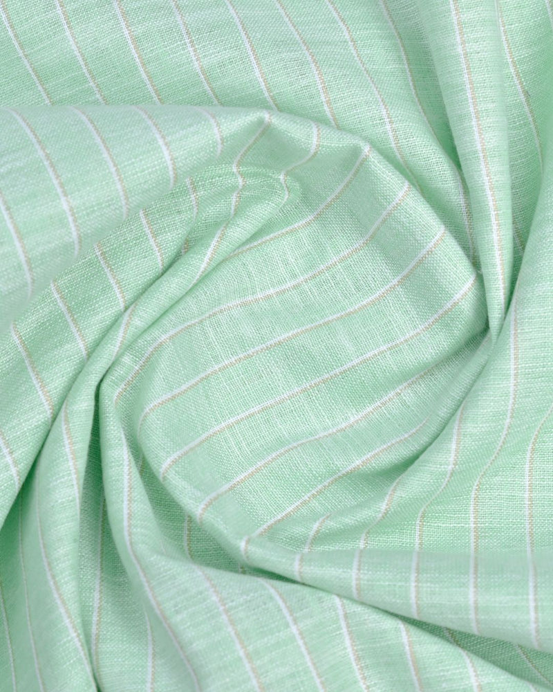 Mint Green Multi Stripes -Full-Bamboo Linen