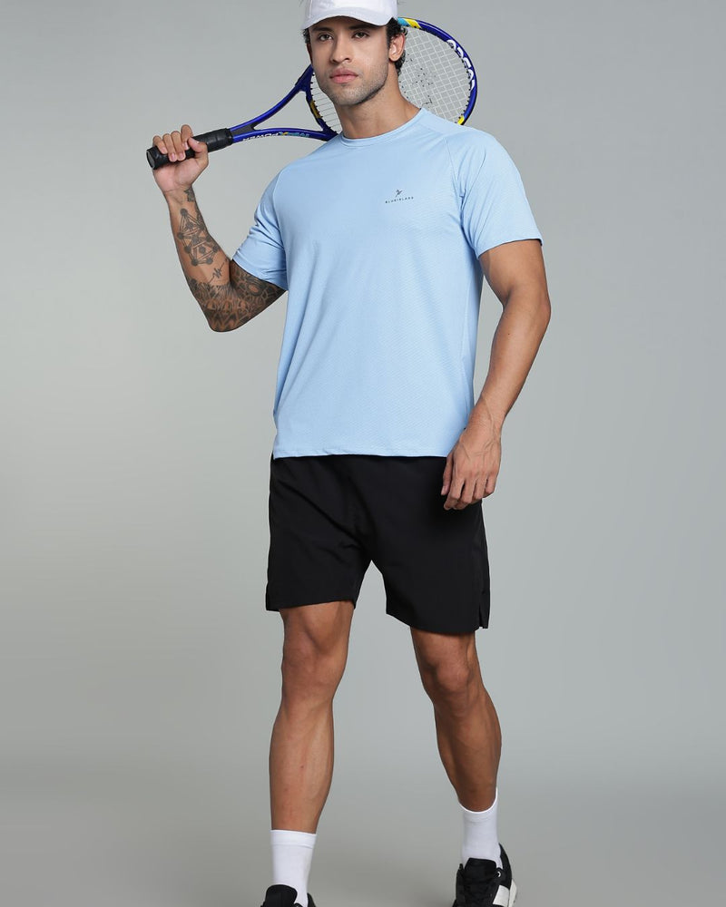 Cloud Blue  - Active wear Round neck Tshirt
