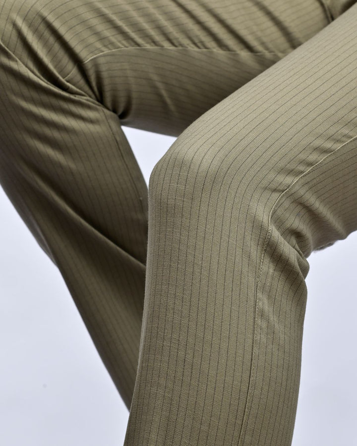 Green Dotted Lines - 2 way stretch - COTTON LINEN PANT