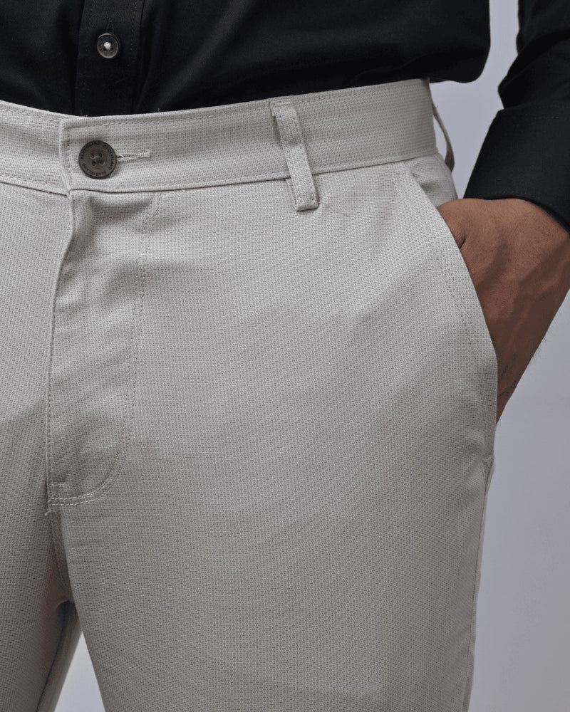 Cream Pixel Printed - 2 way stretch - COTTON PANT