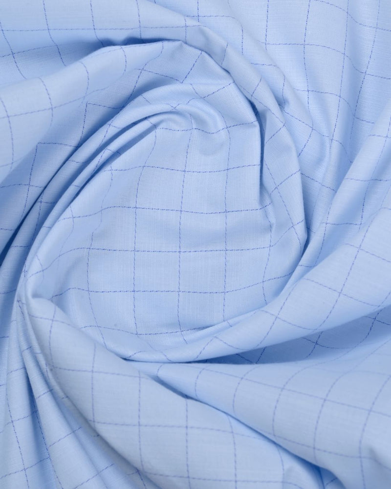 Mild Blue Checks - Full-Cotton Rich