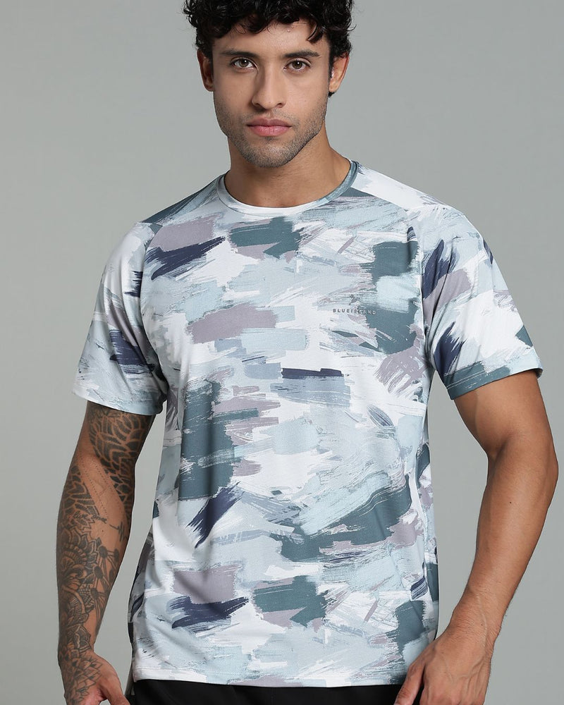 Camo Green Splash - Active wear Round neck Tshirt