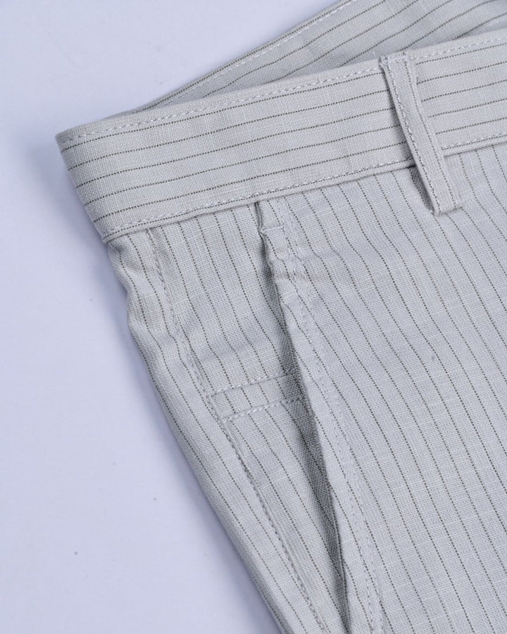 Ash Grey Dotted Lines - 2 way stretch - COTTON LINEN PANT