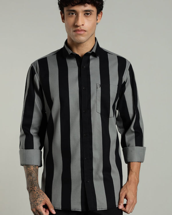 Black Twin Stripes -Full-Stain Proof