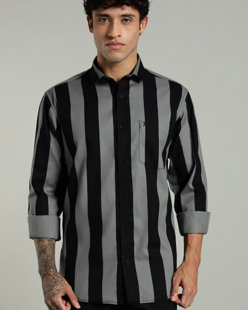 Black Twin Stripes -Full-Stain Proof