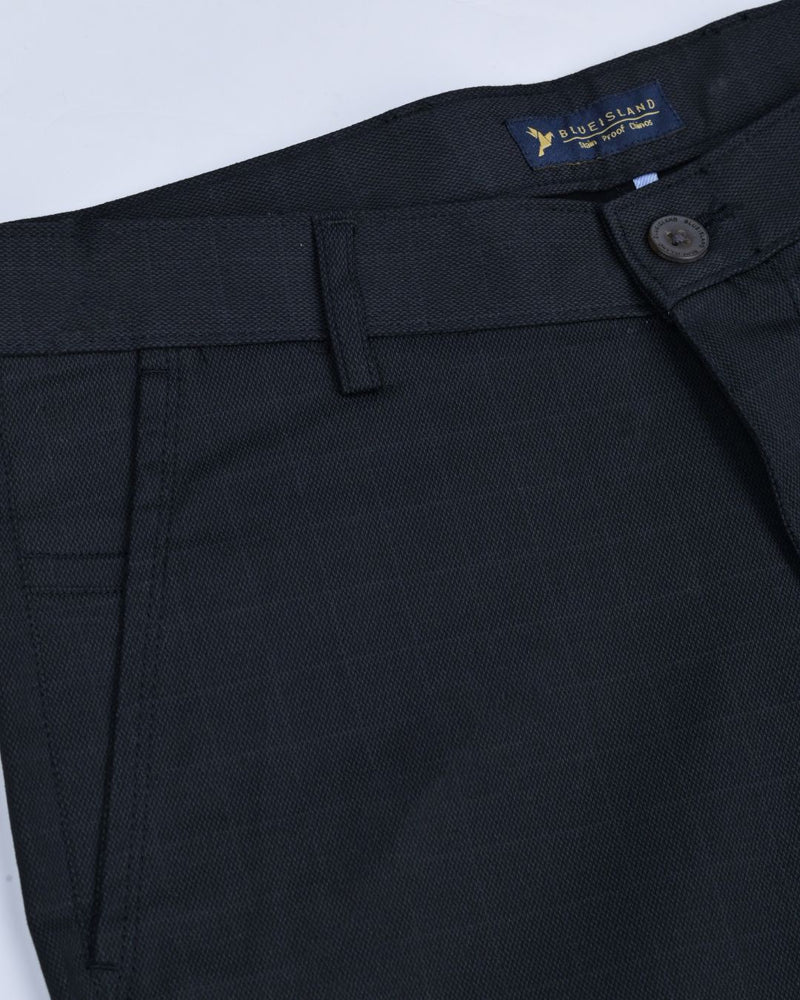Black Wavy Checked - 2 way stretch - COTTON PANT